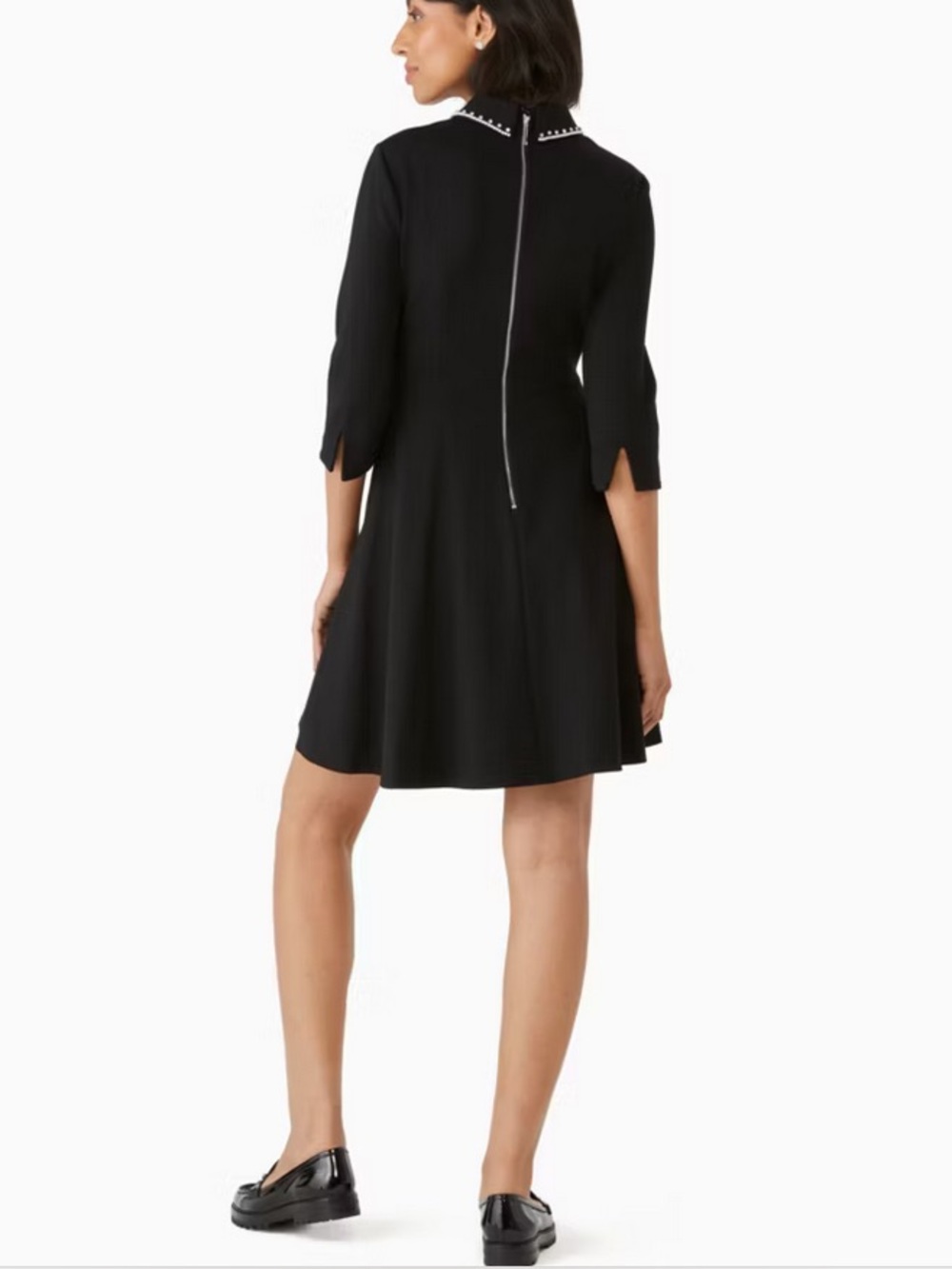 Kate Spade Black Pearl & Diamond Embellished Collar Ponte Dress - Picture 2 of 9